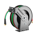 Retractable Welding Hose Reel, 1/4-Inch x 50FT Twin Oxygen Acetylene Rubber Hose Max 300PSI - T Grade, Ceiling/Wall Mount Heavy Duty Steel Hose Reel Auto-Rewind, Ideal for Workshops Garages.
