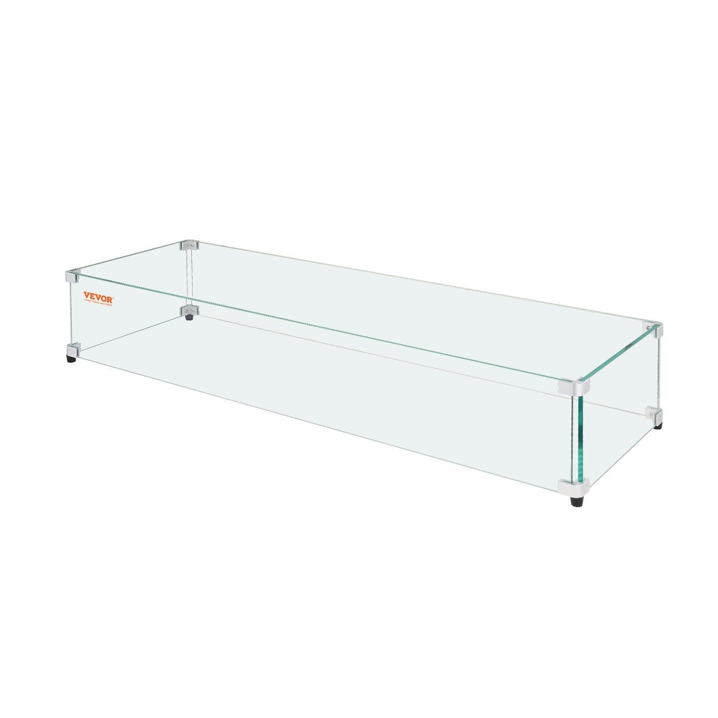 Glass Wind Guard for Rectangular Fire Pit Table 798 x 317 x 165 mm, 8mm Thick and Sturdy Tempered Glass Panel with Hard Aluminum Corner Bracket & Rubber Feet, Easy to Assemble