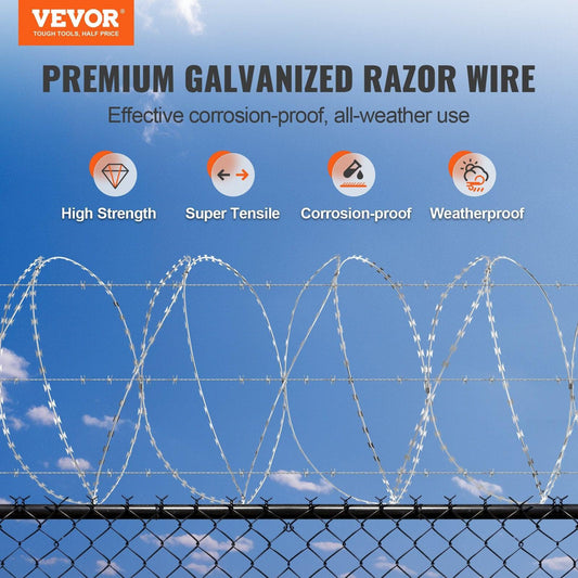 Razor Wire Razor Barbed Wire 147ft 3Rolls Razor Wire Fencing Double Spiral.