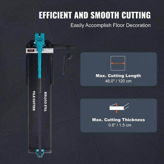 Manual Tile Cutter, 1200mm, Porcelain Ceramic Tile Cutter with Tungsten Carbide Cutting Wheel, Infrared Positioning, Anti-Skid Feet, Durable Rails for professional installers or beginners.