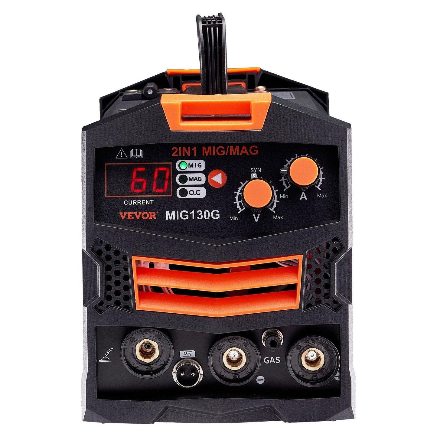 MIG Welder, 130A Synergic Mig Welding Machine, 2-in-1 Gas MIG/Gasless Flux Core MIG Multi-Process Welder Machine, Portable Mig Welder with IGBT Inverter Technology & Digital Display Screen.