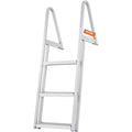 Dock Ladder, Removable 3 Steps, 159 kg Load Capacity, Aluminum Alloy Pontoon Boat Ladder with 101.6 mm Wide Step & Nonslip Rubber Mat, Easy to Install for Ship/Lake/Pool/Marine Boarding.