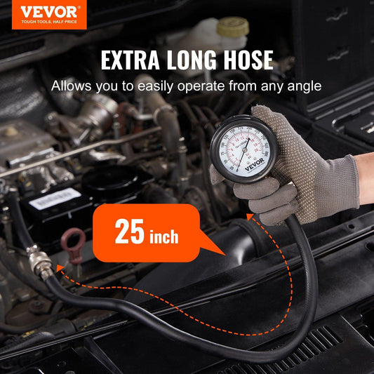 Compression Tester Adapter Kit, 9 Pcs Automotive Engine Cylinder Leak Down Compression Test, Accurate Dual Scale Pressure Gauge 0-300 psi, with Long Reach Hoses and Case for Engine Cylinders.