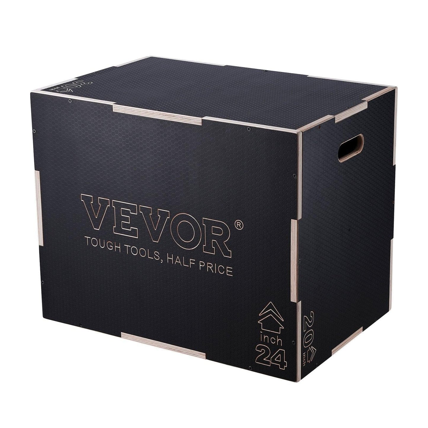 3 in 1 Plyometric Jump Box, 30/24/20 Inch Wooden Plyo Box, Platform & Jumping Agility Box, Anti-Slip Fitness Exercise Step Up Box for Home Gym Training, Conditioning Strength Training, Black.