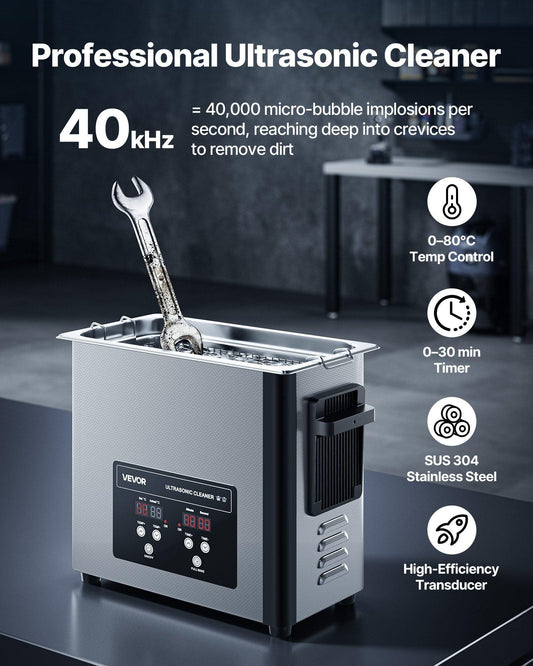 6L Ultrasonic Cleaner, Professional Ultrasonic Cleaner Machine with Cleaning Basket & Digital Display, 120W Stainless Steel 40kHz Cleaning Machine for Watches, Razors, Jewelry, Coins and More.