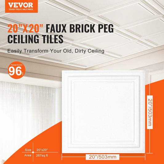 Ceiling Tiles 96-Pack 20 x 20 in Polystyrene Easy Installation Glue-up.