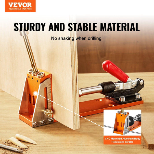30 Pcs Pocket Hole Jig Kit, Adjustable & Easy to Use Pocket Hole Jig System with Step Drills, Wrenches, Drill Stop Rings, and Square Drive Bits, Dual Scale Marks for DIY Carpentry Projects.