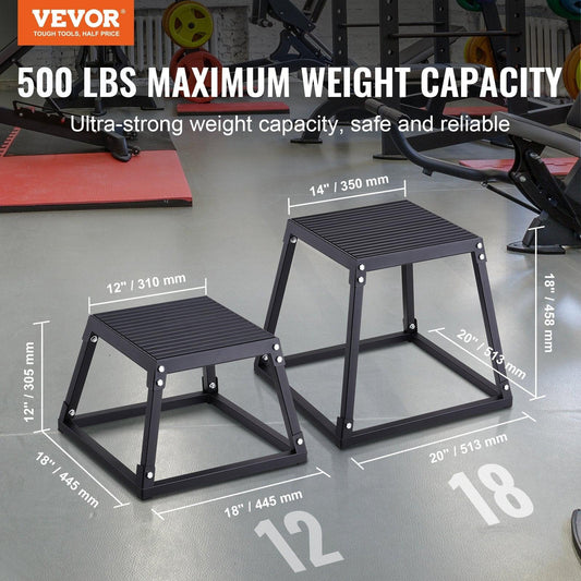 Plyometric Jump Box, 12 Inch Plyo Box, Steel Plyometric Platform and Jumping Agility Box, Anti-Slip Fitness Exercise Step Up Box for Home Gym Training, Conditioning Strength Training, Black.