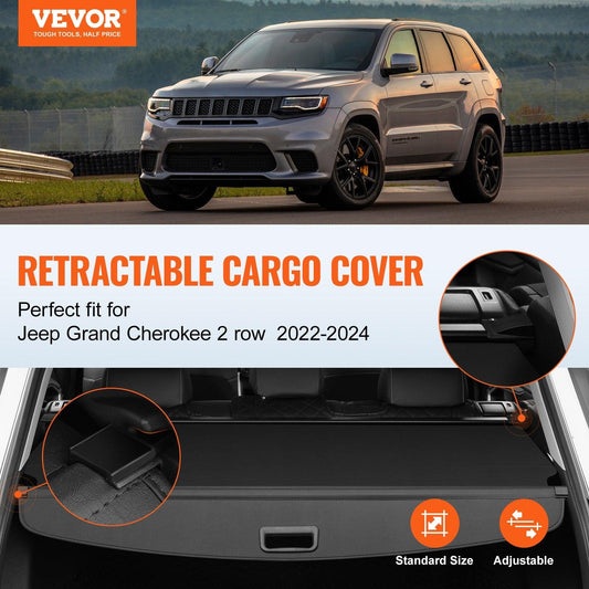 Retractable Cargo Cover for Jeep Grand Cherokee 2 Row 2022-2024 OEM Design.