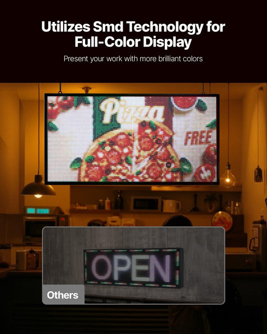 27x14in Programmable LED Sign Digital Scrolling Display Board P5 Fullcolor.