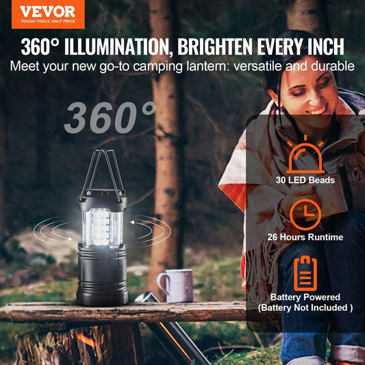 LED Camping Lanterns Collapsible Battery Powered Flashlights Set of 4.