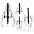 Gear Puller Set, 76.2 mm/101.6 mm/152.4 mm/203.2 mm 3 Jaw Bearing Puller with Reversible Jaws, 2 Jaw/3 Jaw Pulley Puller, 4 PCS Bearing Puller Tool Kit for Pulley Gear Bearing Flywheel Removal.