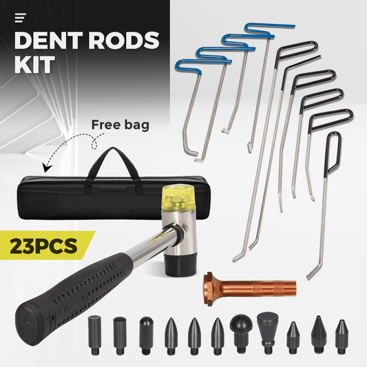 23pcs PDR Tools Push Rods Spring Stainless Steel Dent Repair Kit Dent Removal Rods Set for Car Minor Dents Remover Puller Hail Damage Door Dings.