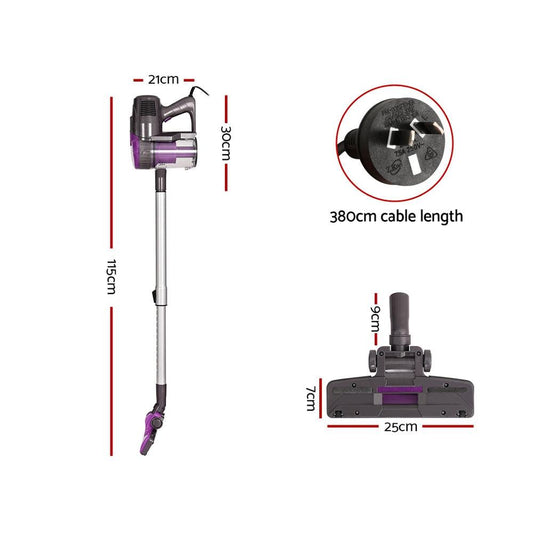 Devanti Stick Vacuum Cleaner Bagless Corded 500W Purple.