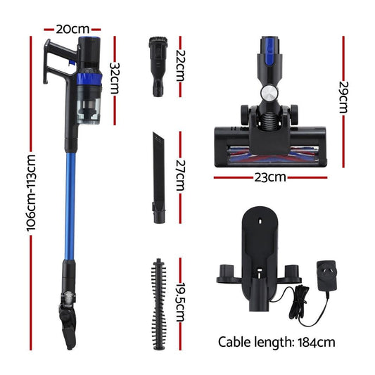 Devanti Stick Vacuum Cleaner Brushless Cordless 350W Blue.