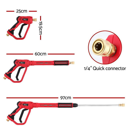 Giantz Pressure Washer Gun Short Trigger 4000PSI M22-14 1/4 Inch 5 Nozzles Red.