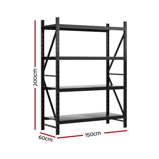 2Mx1.5M Giantz Garage Shelving Warehouse Rack Black.