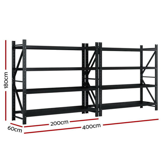 Giantz 4Mx1.8M Garage Shelving Warehouse Rack Black.