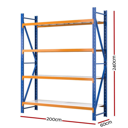 Giantz 2.4Mx2M Garage Shelving Warehouse Rack Pallet Racking Storage Shelf Blue.