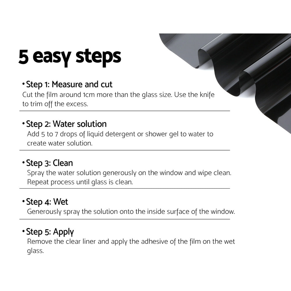 Giantz Window Tint Film Black Roll 15% VLT Home 152cm X 30m Tinting Tools Kit.