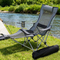 Weisshorn Camping Chair Adjustable Reclining Portable Outdoor Folding Chair Grey.