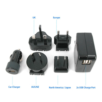 Huntkey TravelMate Multi Plugs USB Wall Charger Adapter 4.2 A US UK EU AU Plugs with Car Charger (D204).