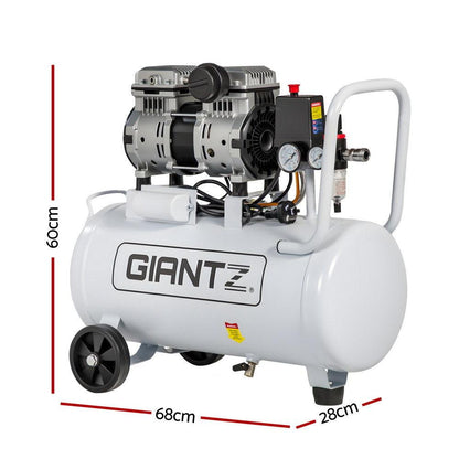 Giantz 30L Air Compressor Quiet 0.75HP Oil-Free Portable Tyre Inflator 40L/Min.