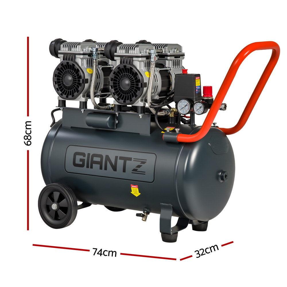 Giantz 50L Air Compressor Quiet 3.0HP Oil-Free Portable Tyre Inflator 200L/Min.