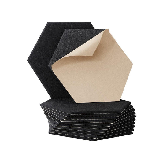 Alpha Acoustic Foam 12pcs 35x30x0.9cm Soundproof Absorption Panel Adhesive Black.