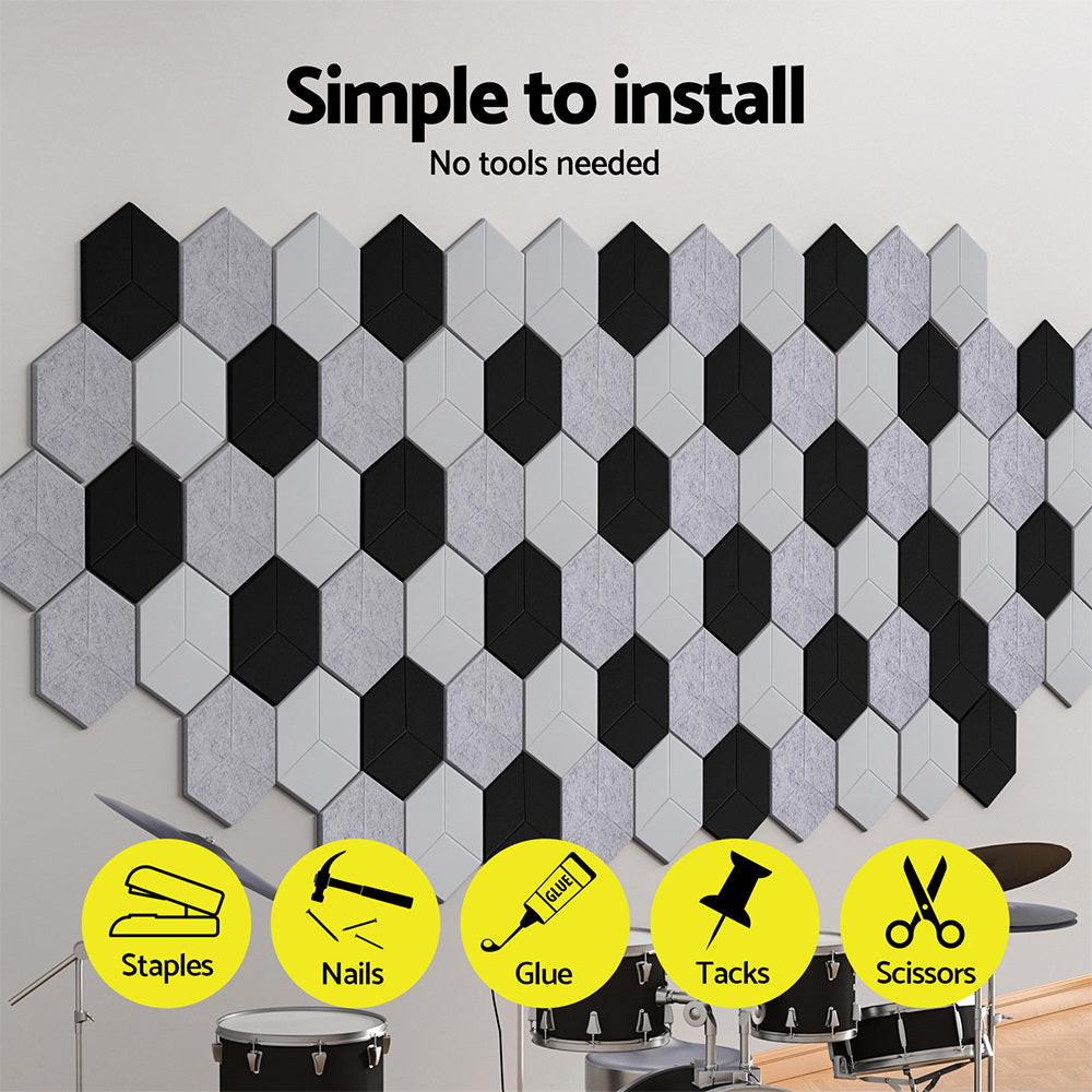 Alpha Acoustic Foam 12pcs 35x30x0.9cm Soundproof Absorption Panel Adhesive White.