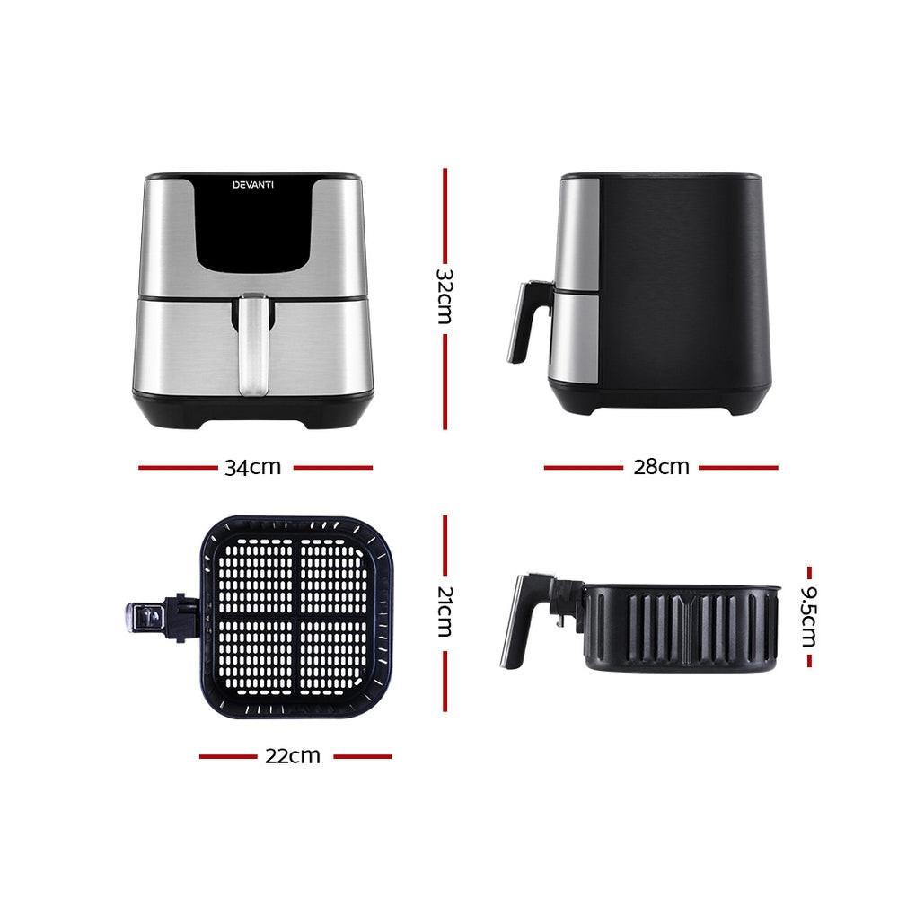 Devanti Air Fryer 7L LCD Fryers Stainless Steel.