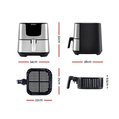 Devanti Air Fryer 7L LCD Fryers Stainless Steel.