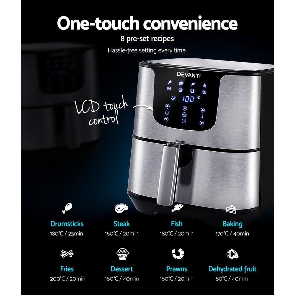 Devanti Air Fryer 7L LCD Fryers Stainless Steel.