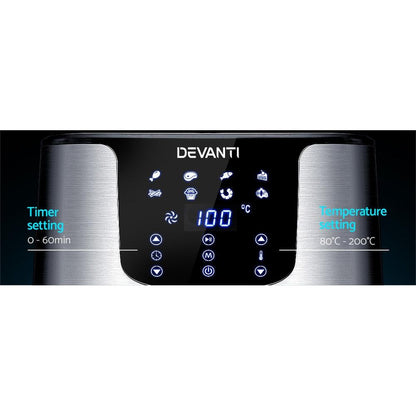 Devanti Air Fryer 7L LCD Fryers Stainless Steel.