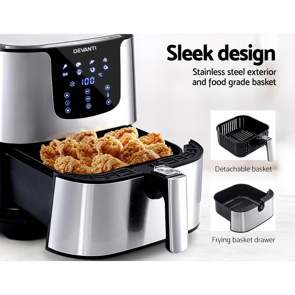 Devanti Air Fryer 7L LCD Fryers Stainless Steel.