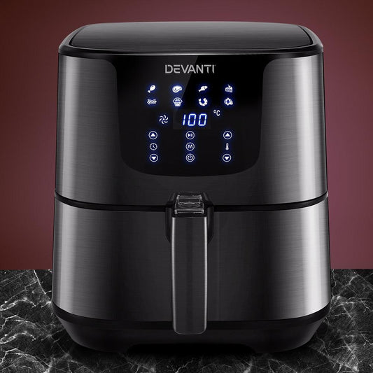 Devanti Air Fryer 7L LCD Fryers Black.