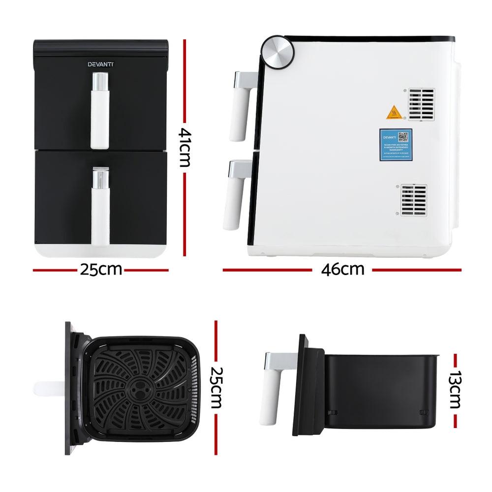 Devanti Air Fryer Oven 11L Dual Zone Fryers.