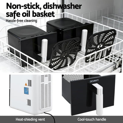 Devanti Air Fryer Oven 11L Dual Zone Fryers.
