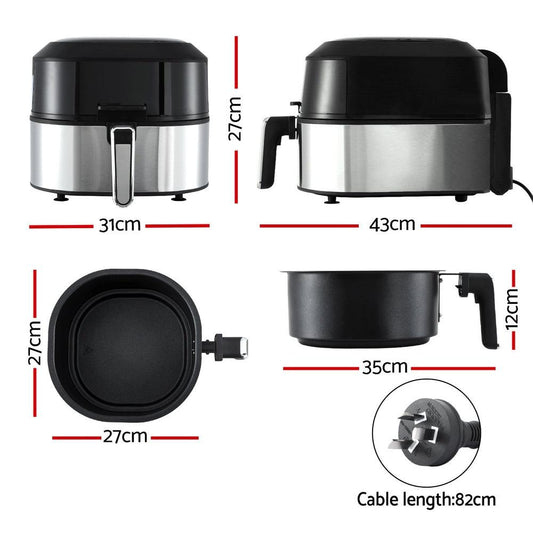 Devanti 5.5L Air Fryer & Grill LCD Fryers 1500W.