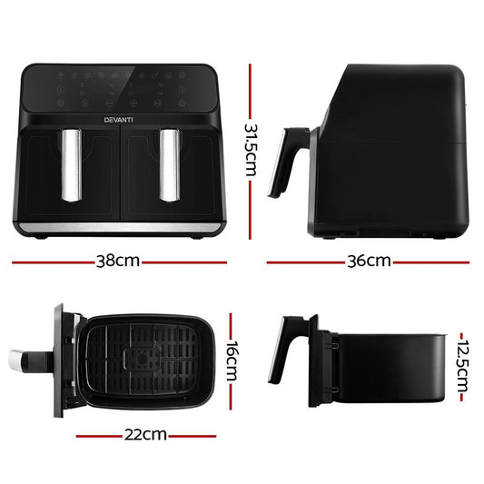Devanti Air Fryer 8L Dual Zone Fryers.