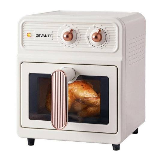Devanti 6L Air Fryer Knob Control 1700W Cream.