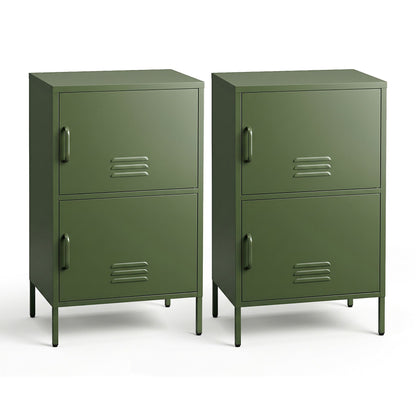 Artiss 2x Buffet Sideboard Cabinet Storage Cupboard 2 Doors Metal Green DOUBLE