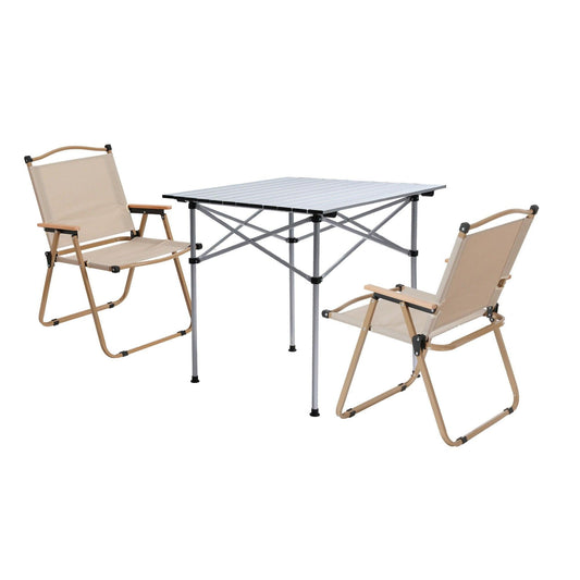 Weisshorn 3pc Camping Table Chair Set Outdoor Folding Aluminium Portable Picnic.
