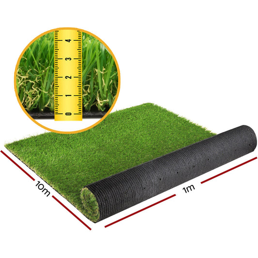 Prime Turf Artificial Grass 40mm 2mx5m Synthetic Fake Lawn Turf Plastic Plant 4-coloured.