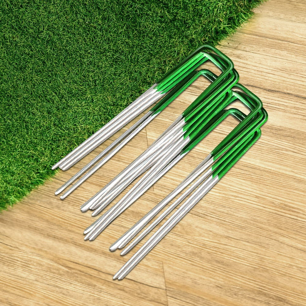 Prime Turf Artificial Grass Synthetic Pins 100pcs Turf Pegs Heavy Duty Weed Mat Stakes Landscape.