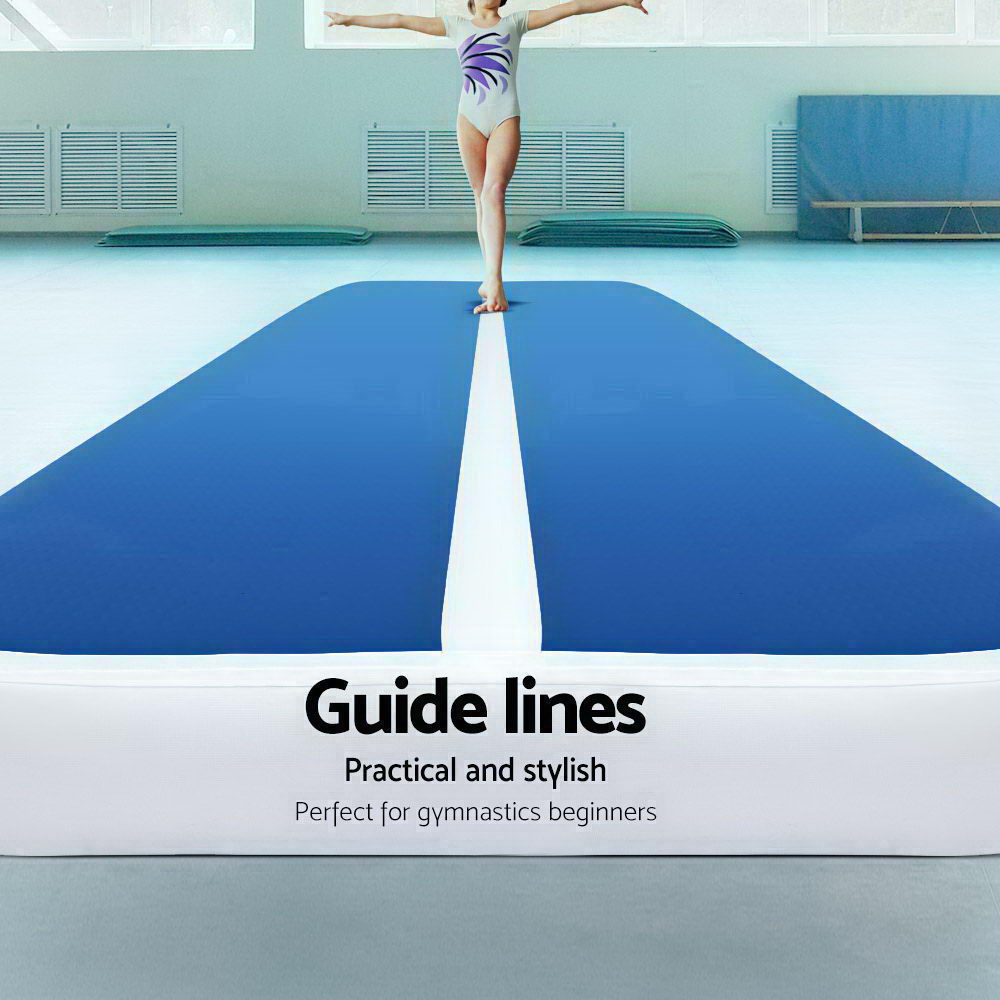 Everfit 4X1M Inflatable Air Track Mat 20CM Thick with Pump Tumbling Gymnastics Blue.