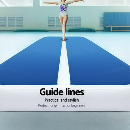 Everfit 4X1M Inflatable Air Track Mat 20CM Thick with Pump Tumbling Gymnastics Blue.