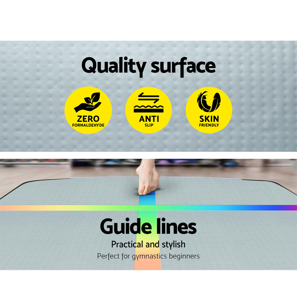 Everfit 5M Air Track Gymnastics Tumbling Exercise Mat W/ Pump Inflatable Colour.