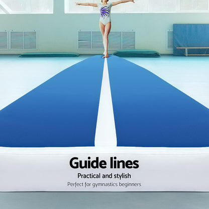 5m x 1m Inflatable Air Track Mat 20cm Thick Gymnastic Tumbling Blue And White.