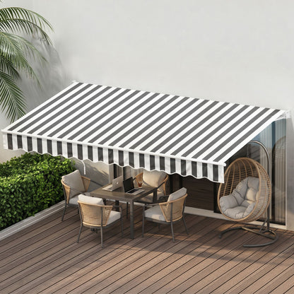 Instahut Retractable Folding Arm Awning Motorised Sunshade 4.5Mx3M Grey White